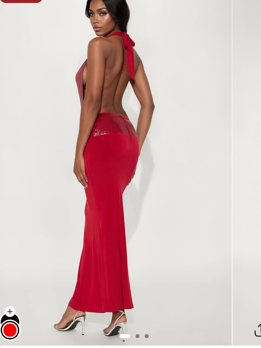 Fashion Nova Red Halter Backless Mermaid Dress